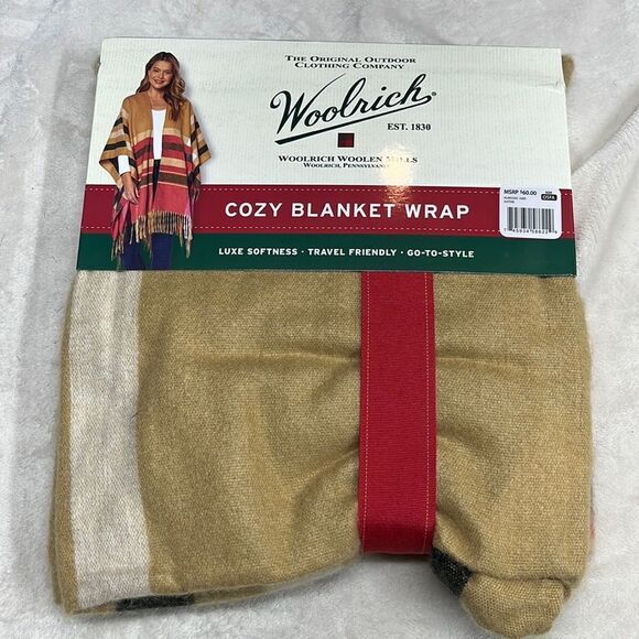 Woolrich Blanket Wrap Plaid Scarf Poncho Boho Cozy Cabincore One Size NWT - Picture 1 of 3